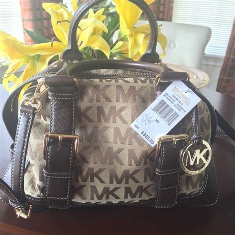 michael kors brown leather bag adjustable buckle straps|Michael Kors handbag shoulder strap.